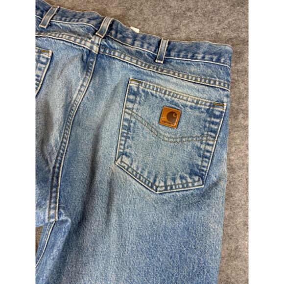 VINTAGE 90s Carhartt Jeans Mens 38x30 Blue Denim Straight Workwear Y2K Grunge - Picture 8 of 9